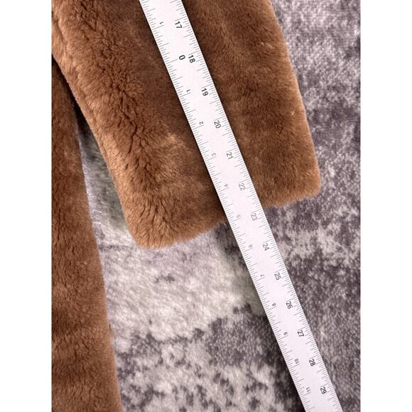 New J Crew Faux Fur Peacoat XS Womens Brown Double Breasted - Picture 5 of 10